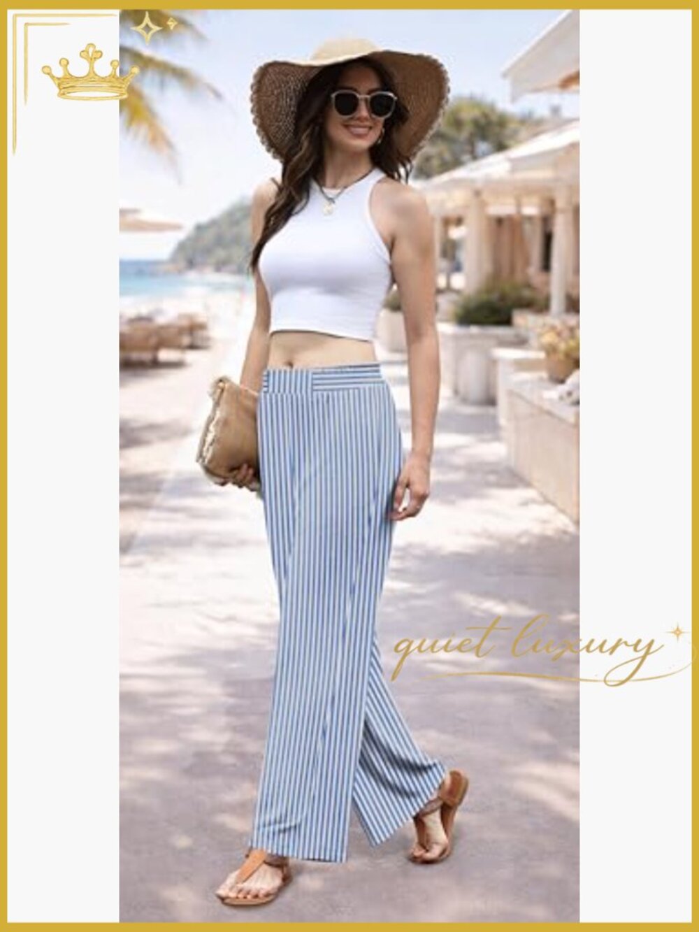 Wide Leg Palazzo Pants with Pockets High Waisted Flowy Trousers - Picture 4 of 7